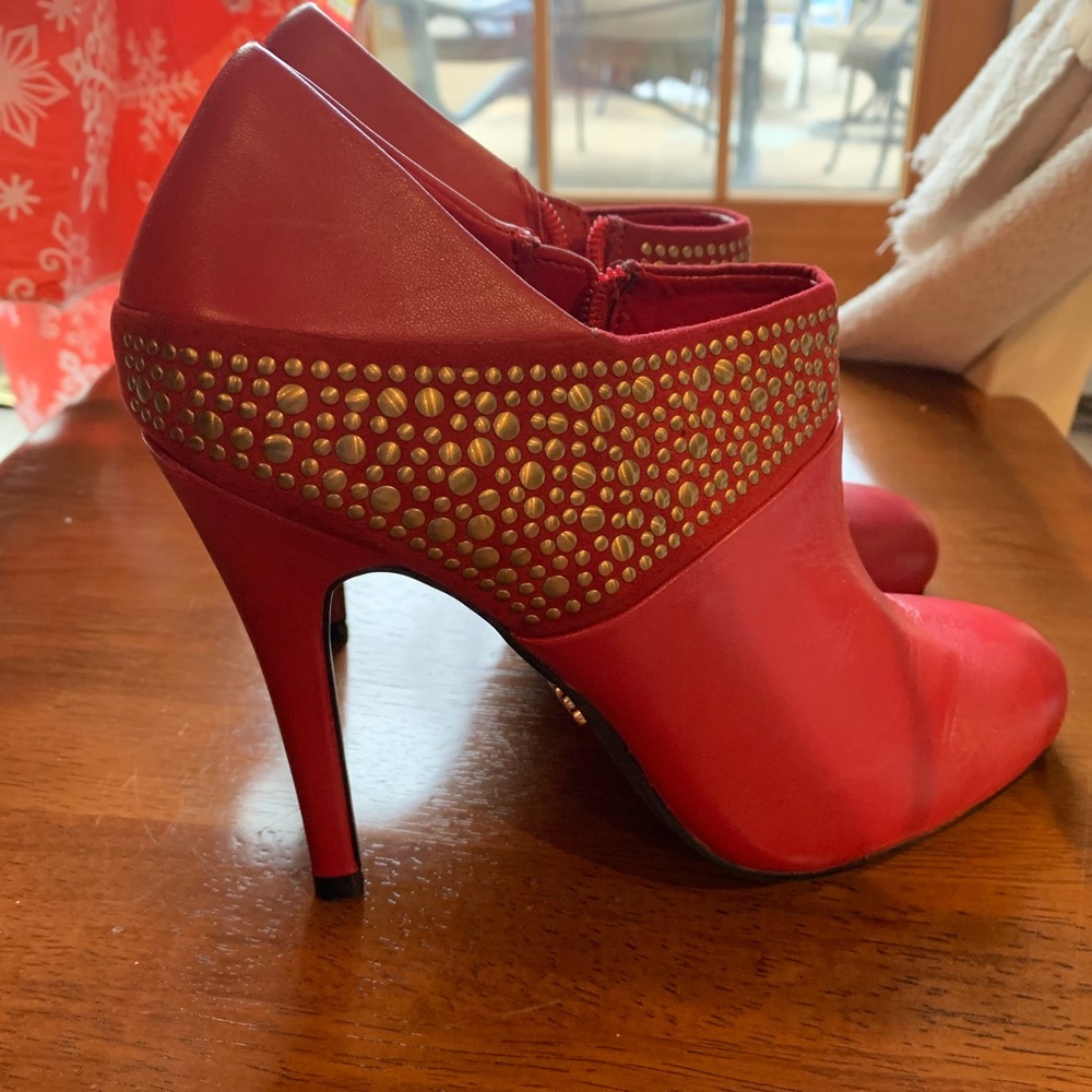 ABS Allen Schwartz Red leather stiletto booties